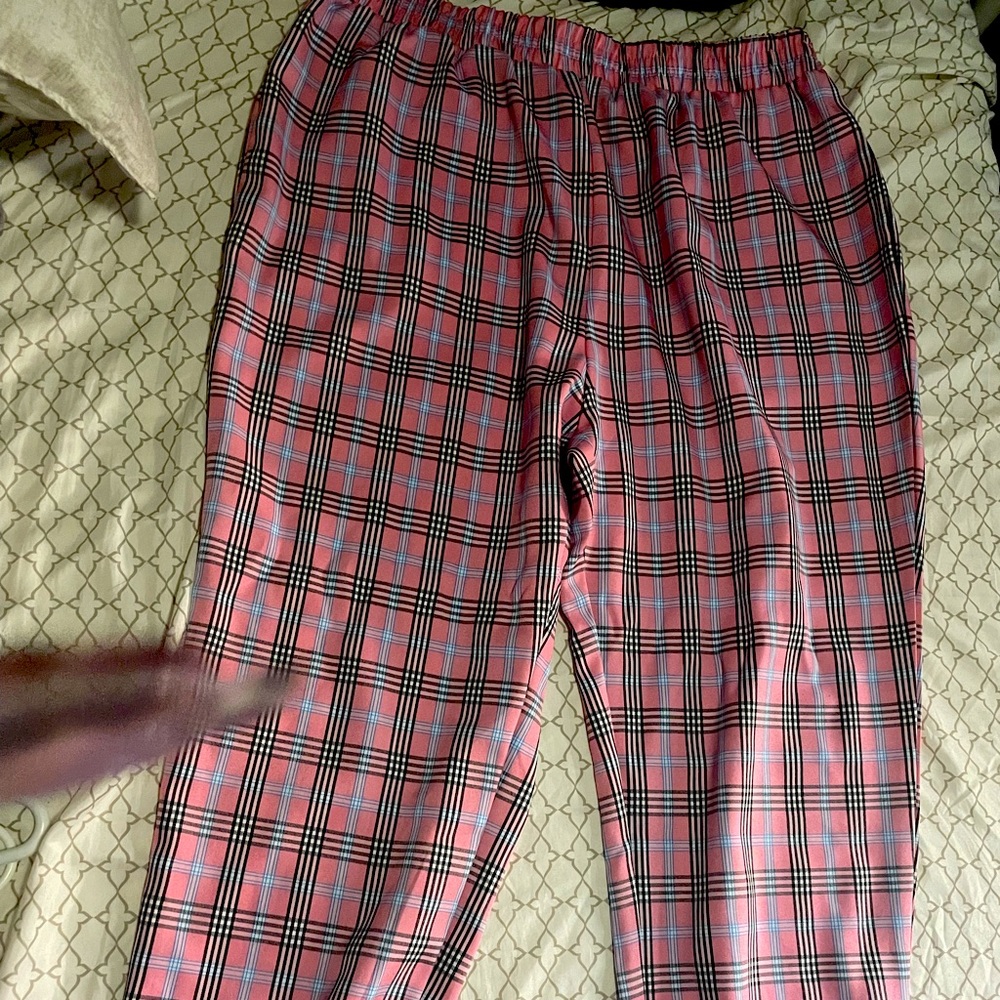 Pink plaid joggers